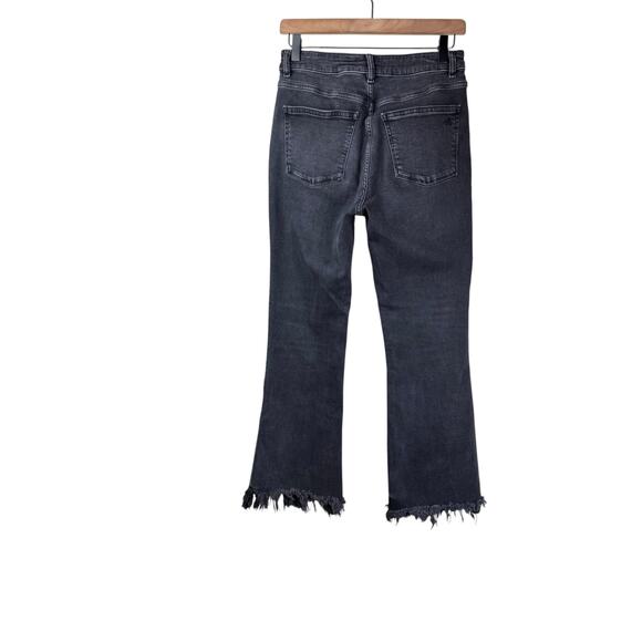 DL1961 Black Distressed Flared Fringe HIgh Waisted Jeans - Picture 2 of 7